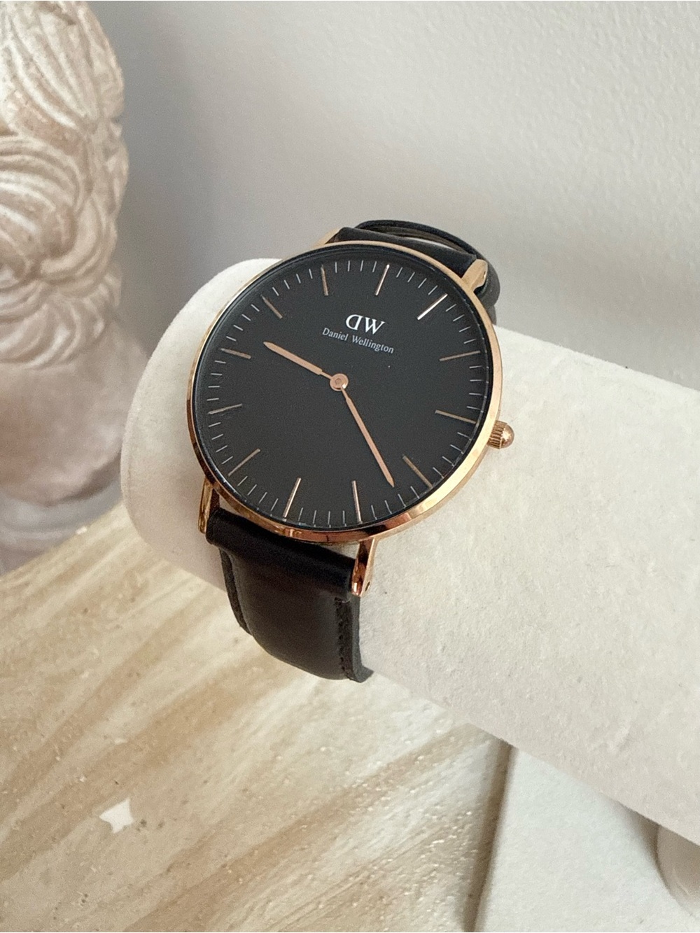 Daniel Wellington Black Dial Watch with Rose Gold Case